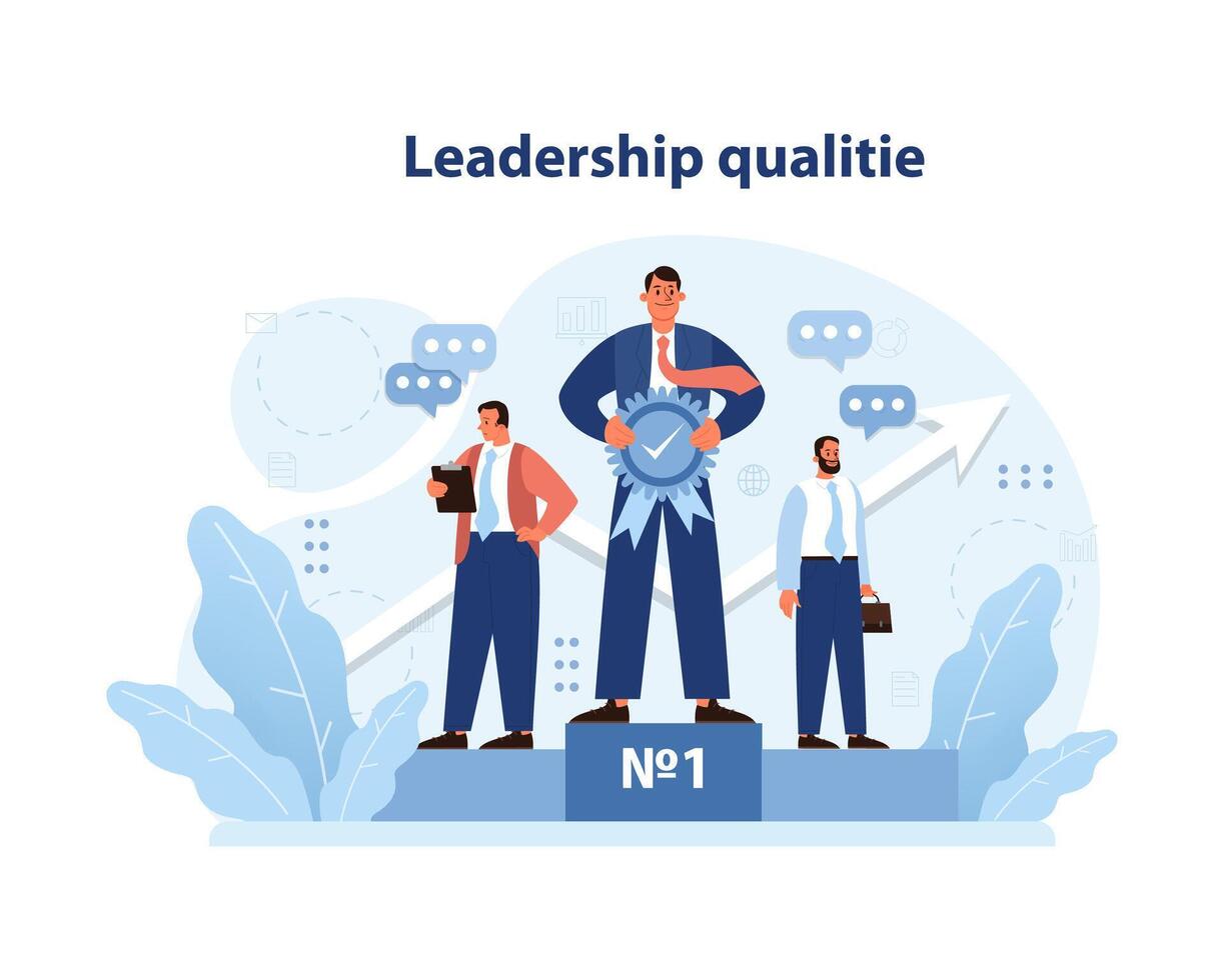 visualisatie van leider kwaliteiten, afbeelden Gezag en teamwerk. vector