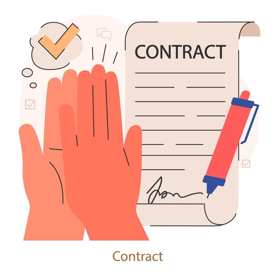 bedrijf transactie of overeenkomst. ondertekening een contract of geslaagd onderhandeling vector