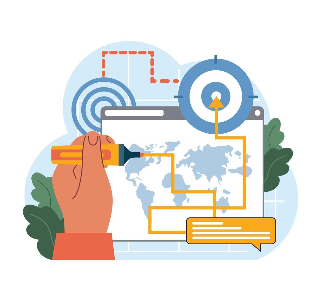 globaal navigatie meesterschap. vlak vector illustratie