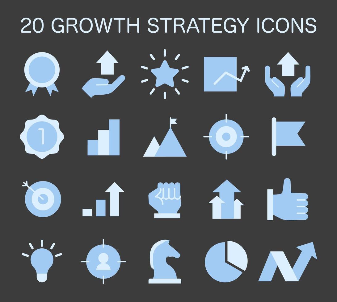 groei strategie pictogrammen set. vector illustratie