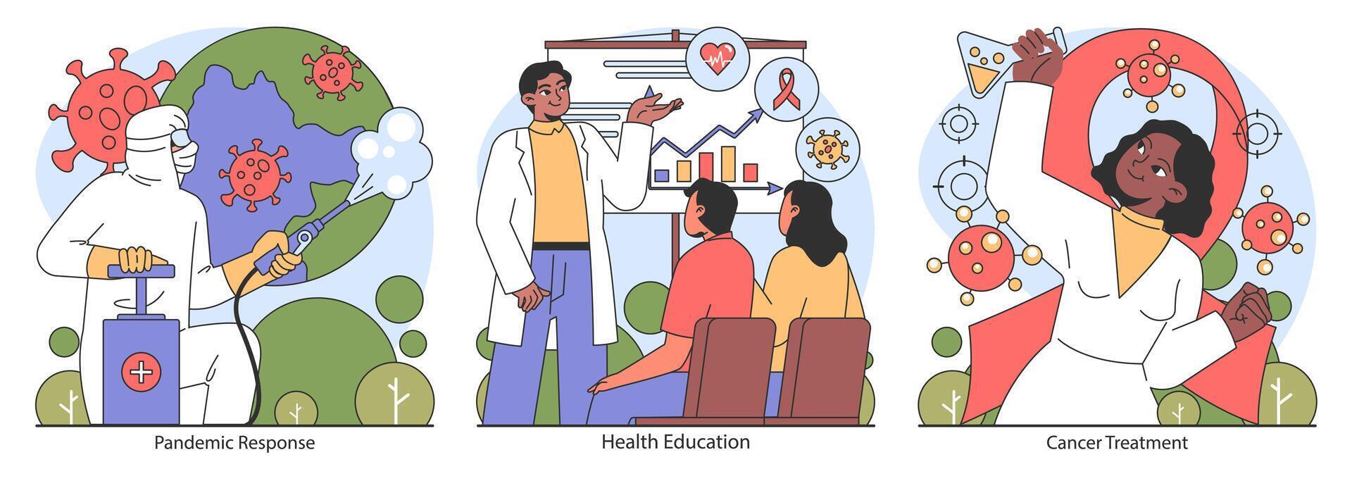 gezondheidszorg set. robuust vaccinatie programma's, vernieuwend medisch technologie vector