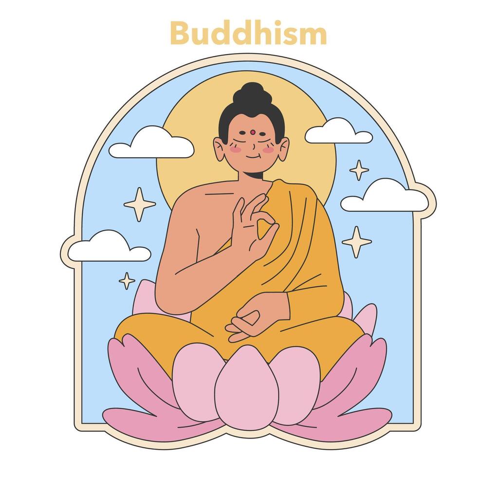 Boeddhisme illustratie. vlak vector illustratie