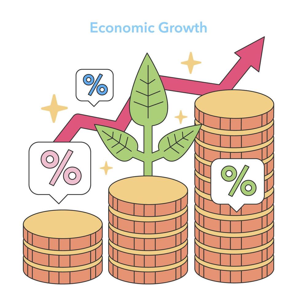 economisch groei concept. vlak vector illustratie.