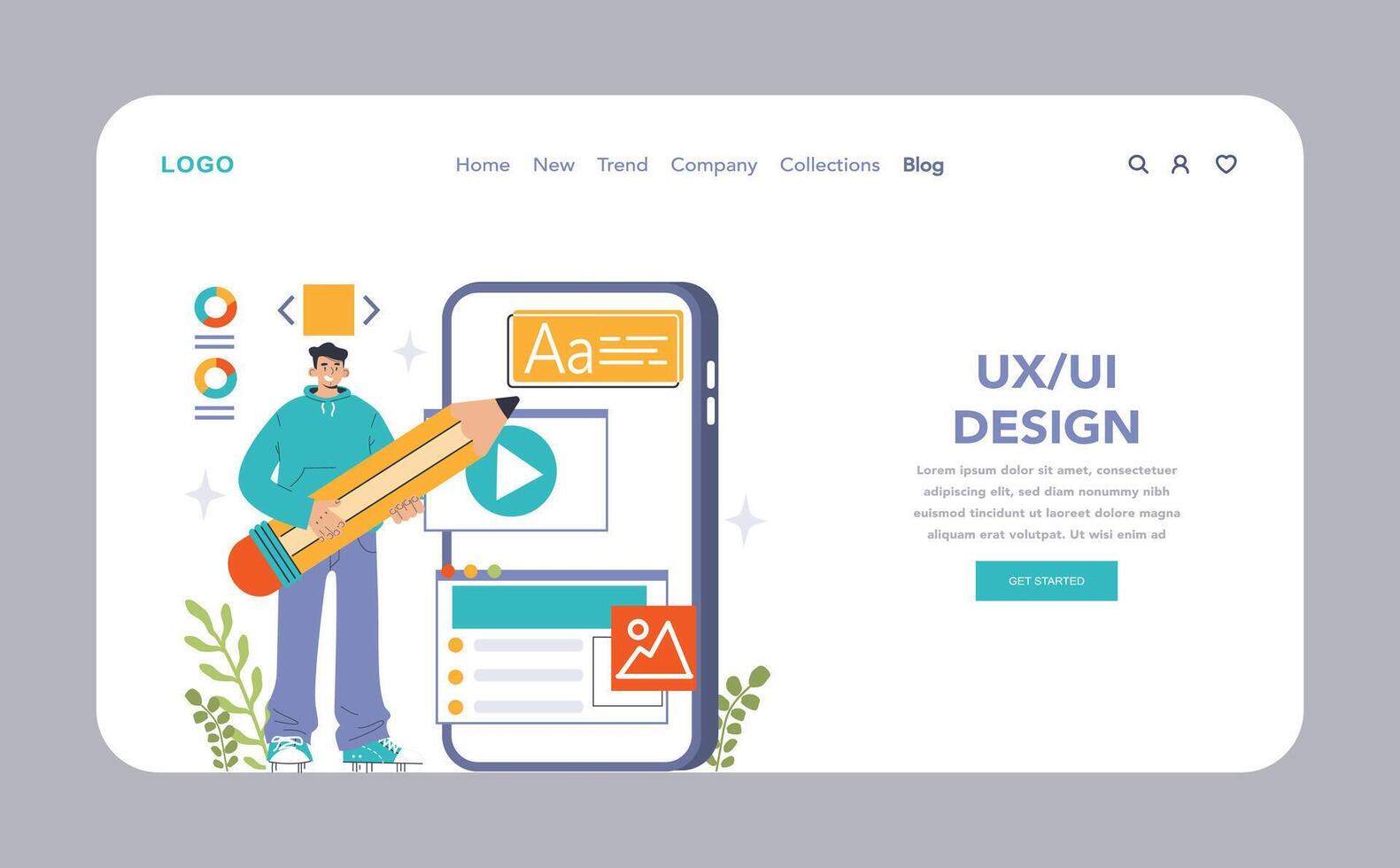 ux en ui ontwerp web banier of landen bladzijde. app of website koppel vector