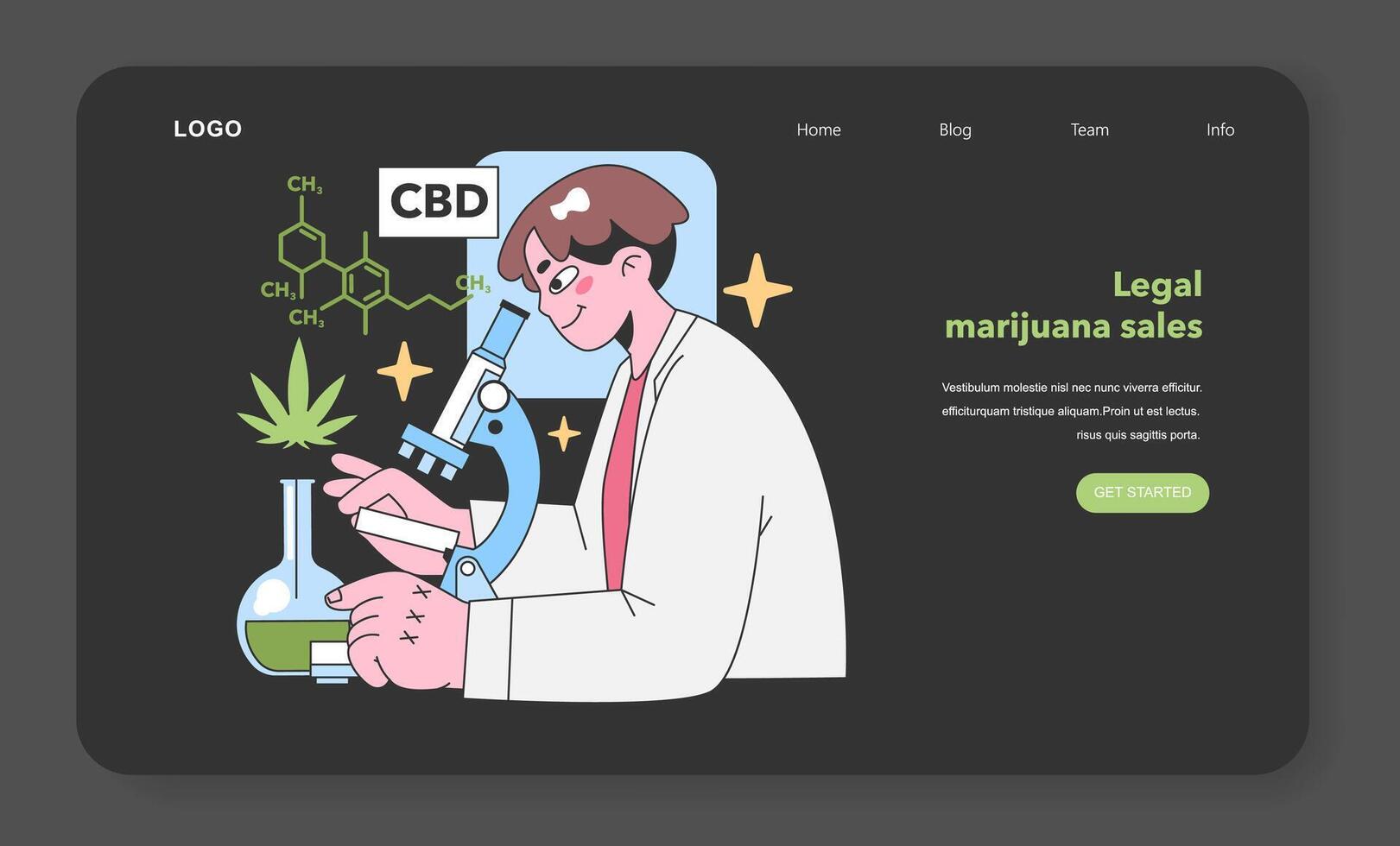 cbd Onderzoek concept. vlak vector illustratie.