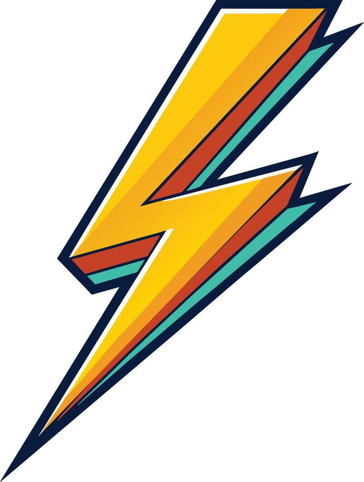 een bliksem bout logo met een geel, oranje en blauw kleur regeling vector