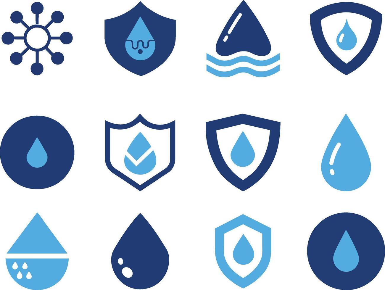 water bescherming icoon reeks vector illustratie