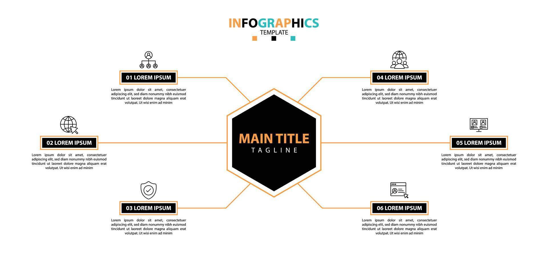 infographic ontwerp sjabloon. tijdlijn concept met 6 stappen. vector