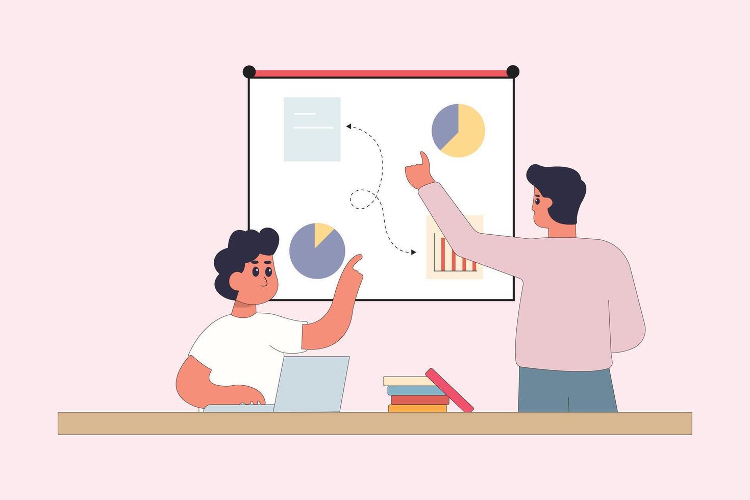 karakter bedrijf samenspel gemakkelijk concept punt planning analytics vector illustratie mensen