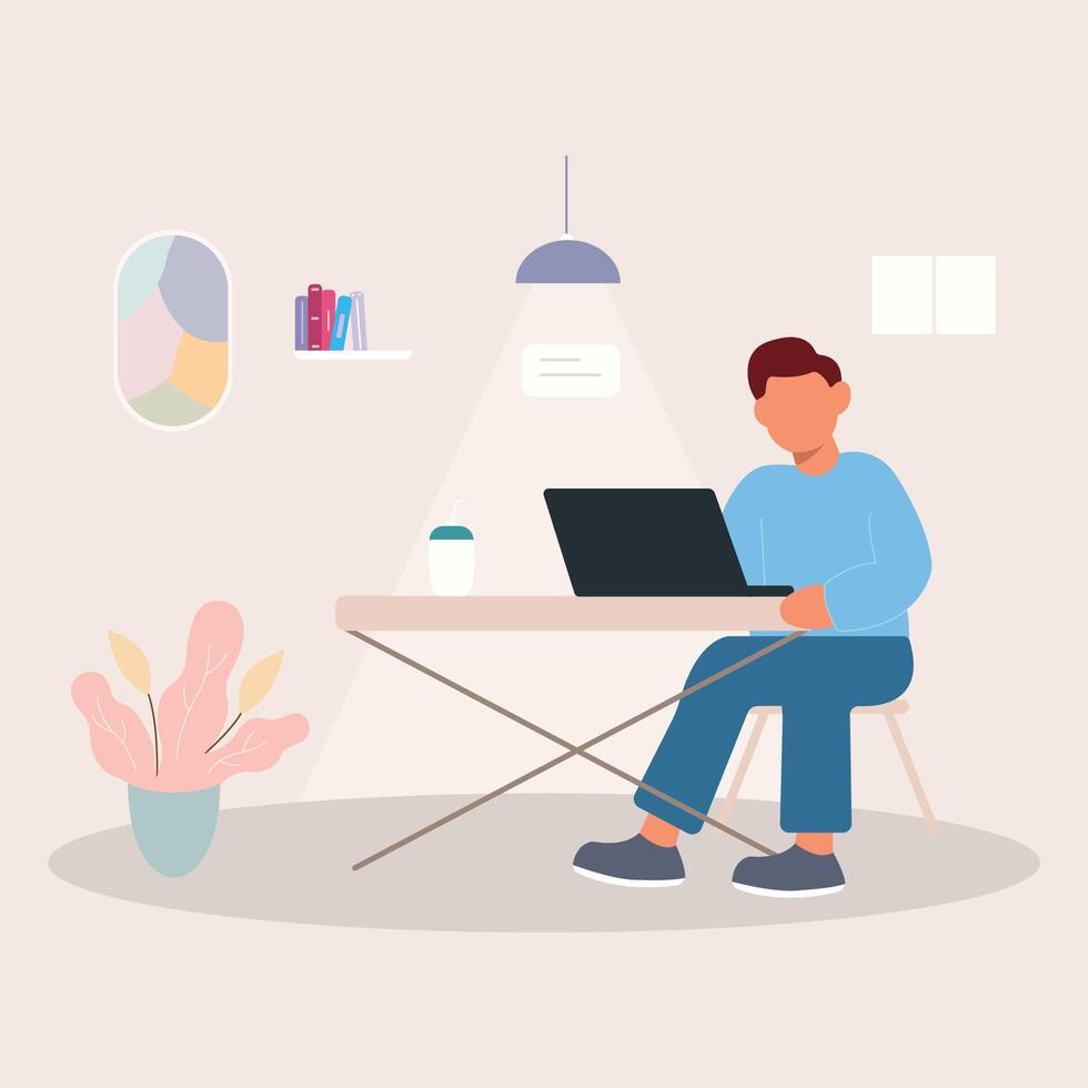 vlak ontwerp concept freelance Bij huis vector illustratie webinar bewerken afzet