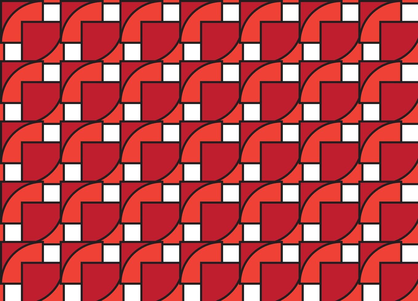 illustratie patroon, abstract meetkundig stijl. herhalen monster rood plein en kromme lijn Aan wit achtergrond. vector