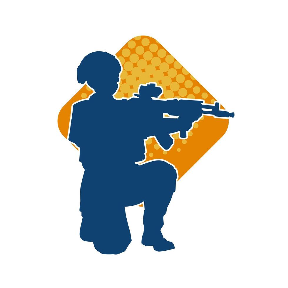 silhouet van een mannetje soldaat draag- machine geweer wapen. vector