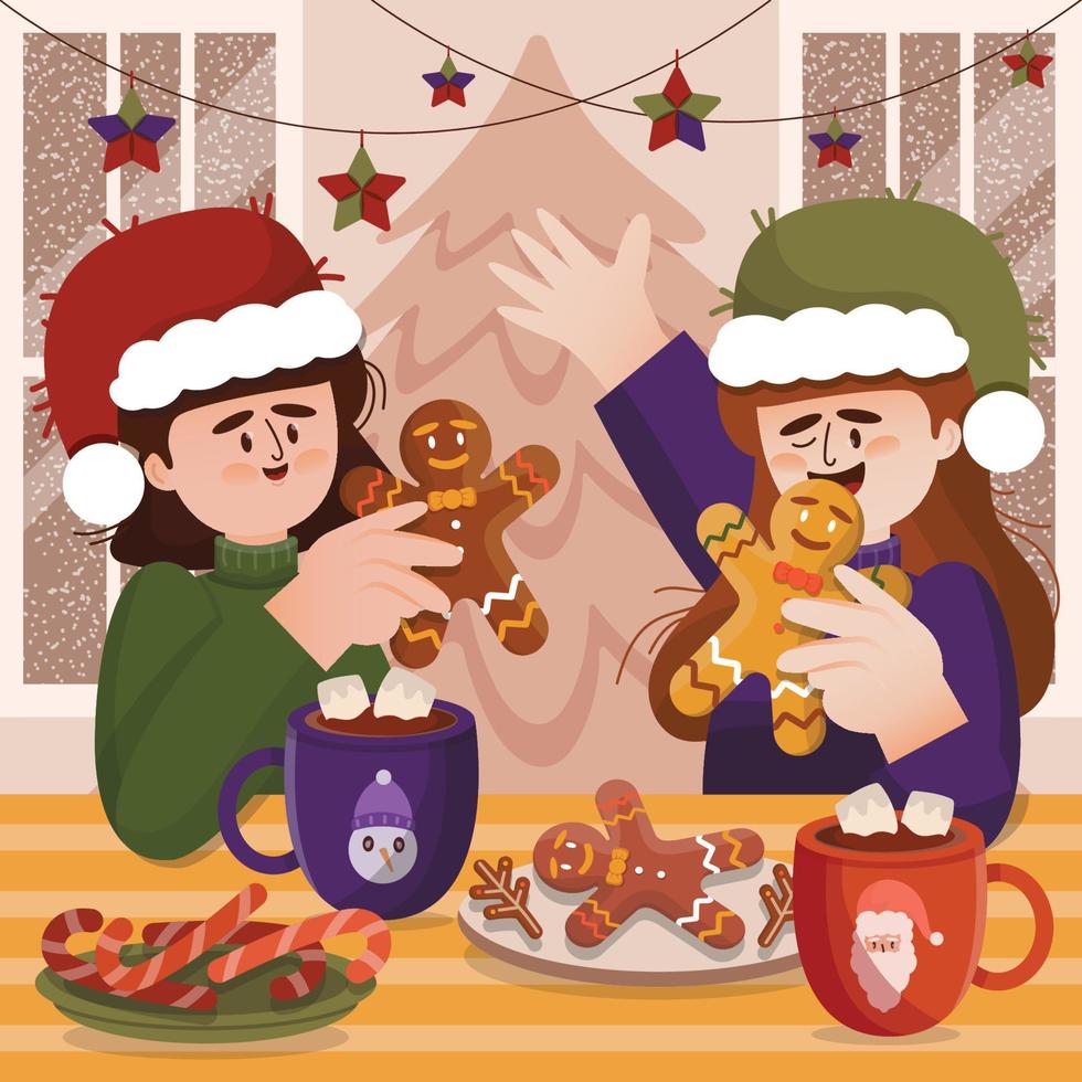 kinderen vieren kerst met eten vector