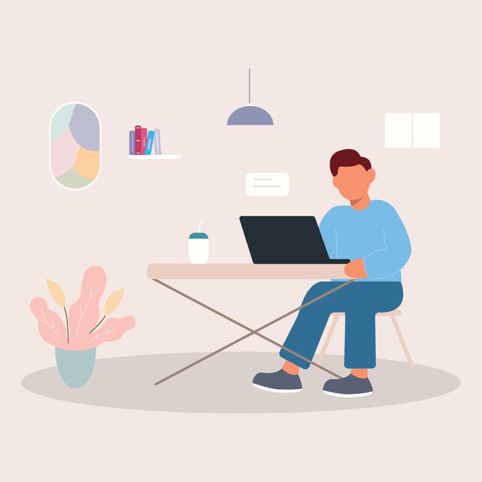 vlak ontwerp concept freelance Bij huis vector illustratie webinar bewerken afzet