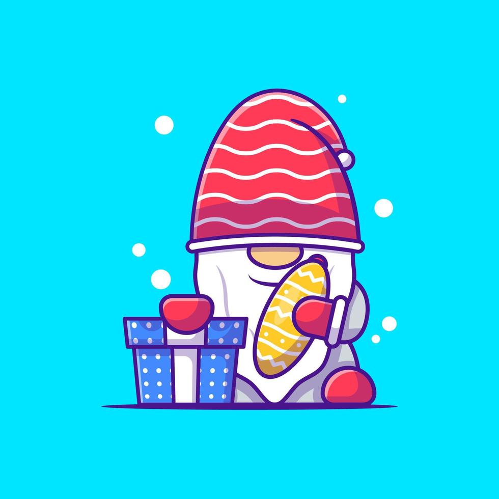 leuke cartoonkabouter met kerstcadeau .merry christmas vector