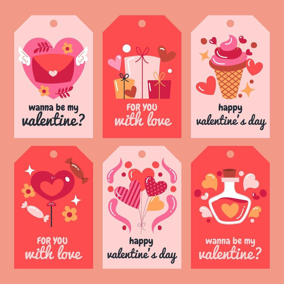 set valentijnsdaglabels vector