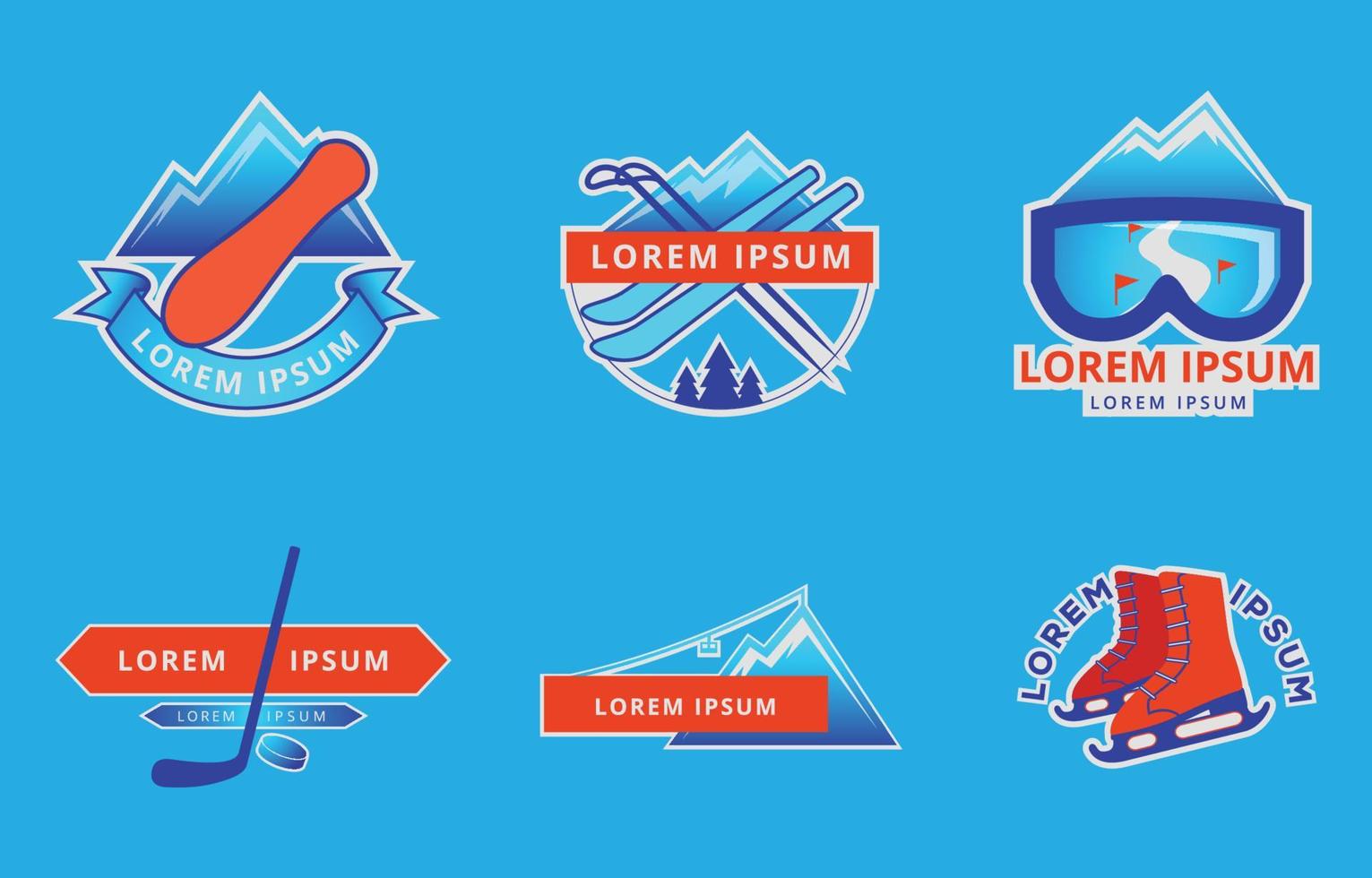 set wintersportstickers vector