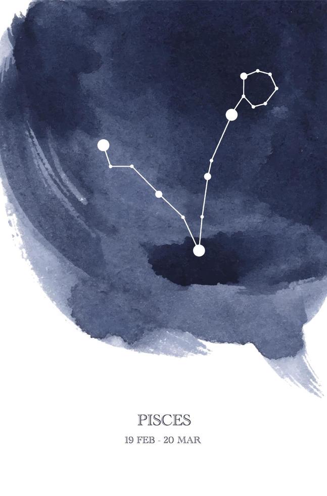 Vissen sterrenbeeld astrologie aquarel illustratie. vector