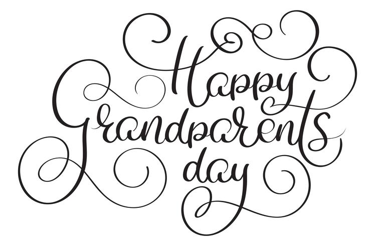 De gelukkige tekst van de grootoudersdag op witte achtergrond. Hand getrokken kalligrafie belettering vectorillustratie EPS10 vector