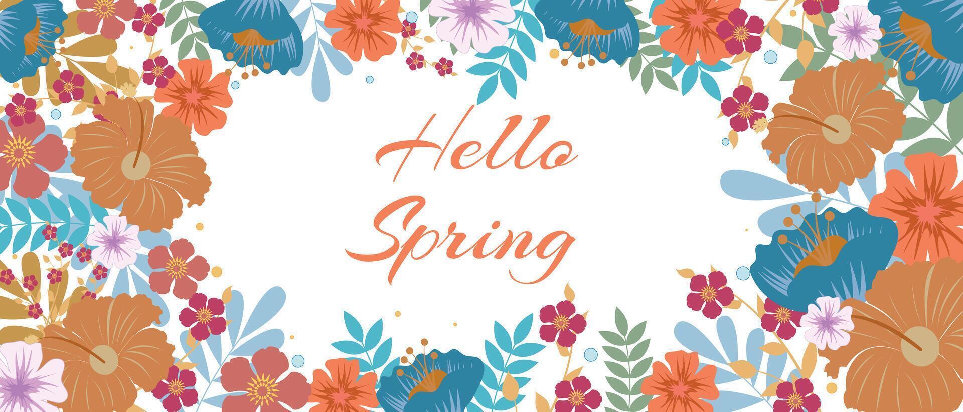 bloem kader. abstract achtergrond van helder voorjaar bloemen Aan een wit canvas. ideaal voor banier, web bladzijde, muur, kaart, textiel, omslag. vector vlak illustratie.