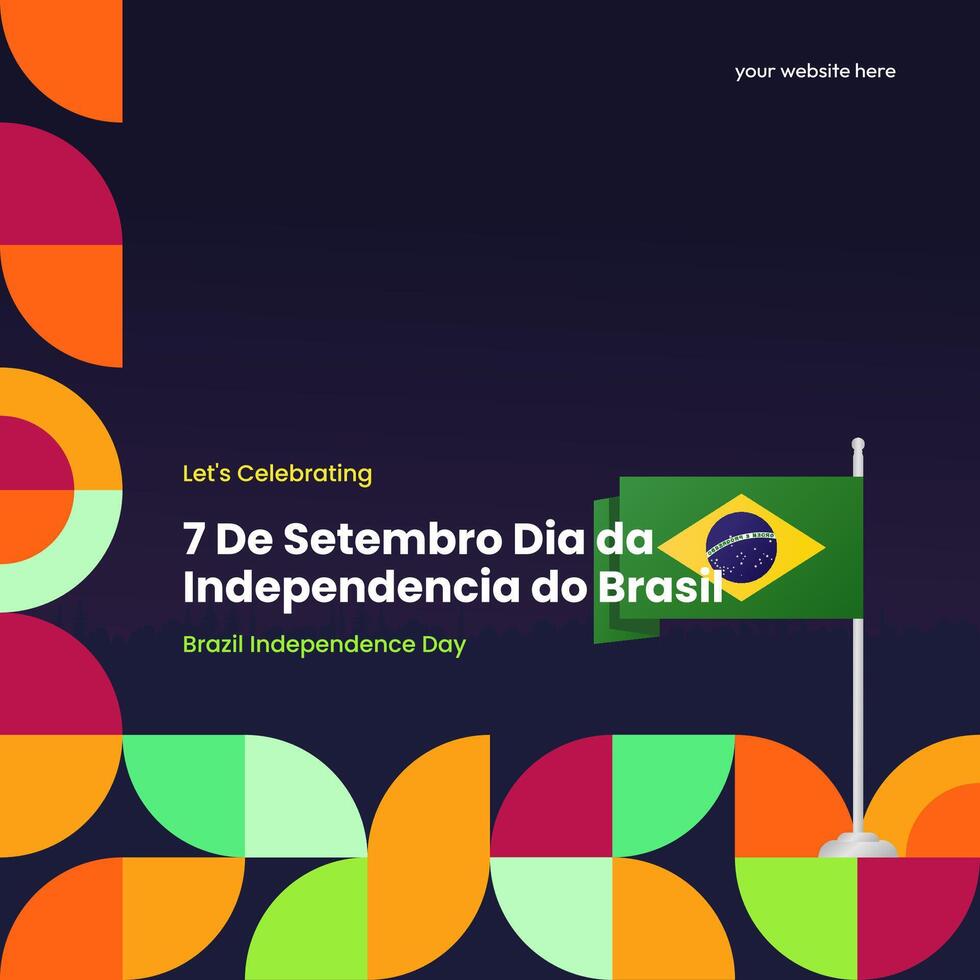 Brazilië onafhankelijkheid dag banier in kleurrijk modern meetkundig stijl. nationaal onafhankelijkheid dag groet kaart plein banier met typografie. vector illustratie voor nationaal vakantie viering partij