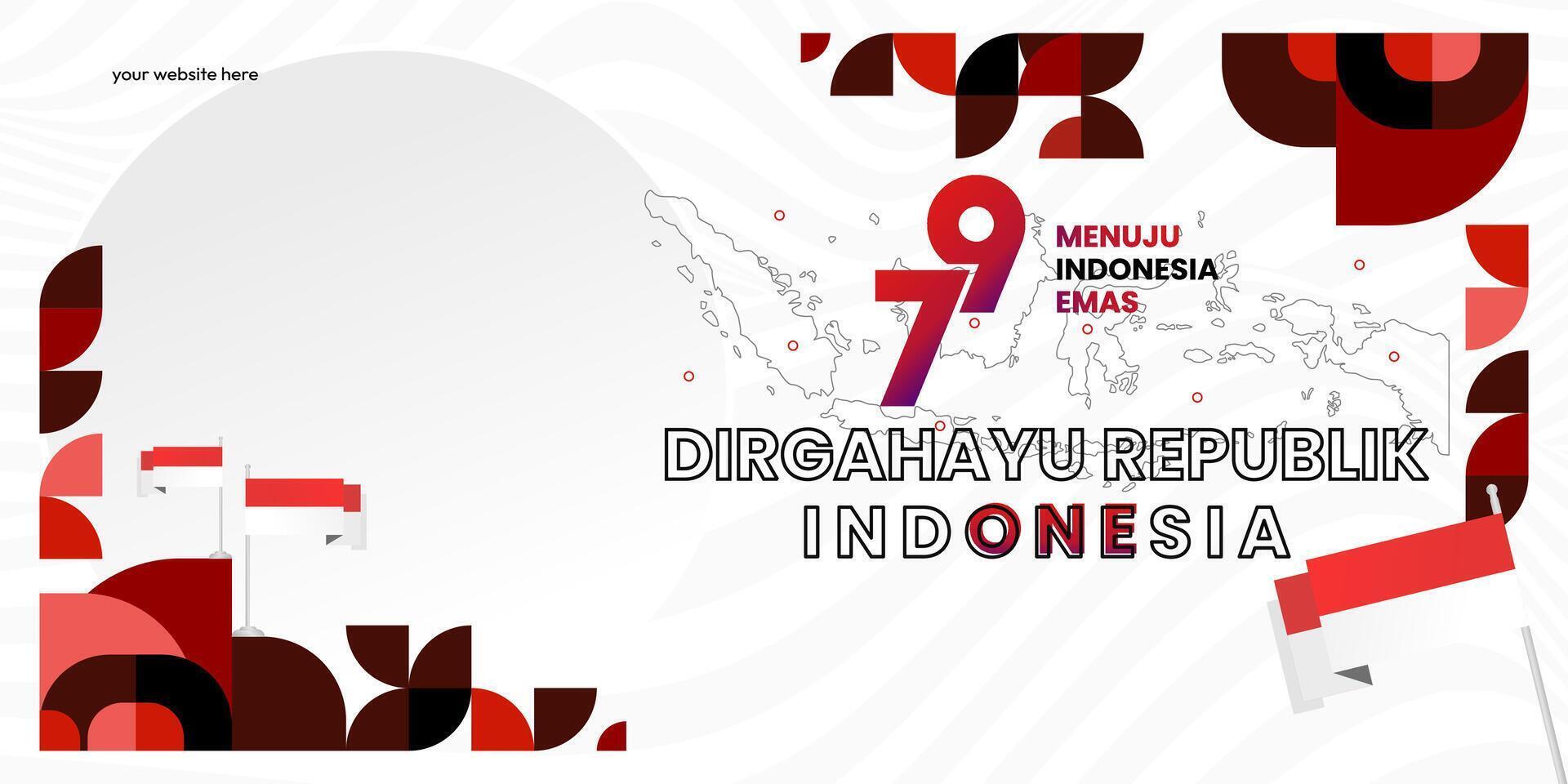 gelukkig Indonesisch onafhankelijkheid dag achtergrond in meetkundig stijl. gelukkig Indonesië nationaal dag Hoes met typografie. vector illustratie. geschikt voor groet kaarten, advertenties banier en partij uitnodigingen