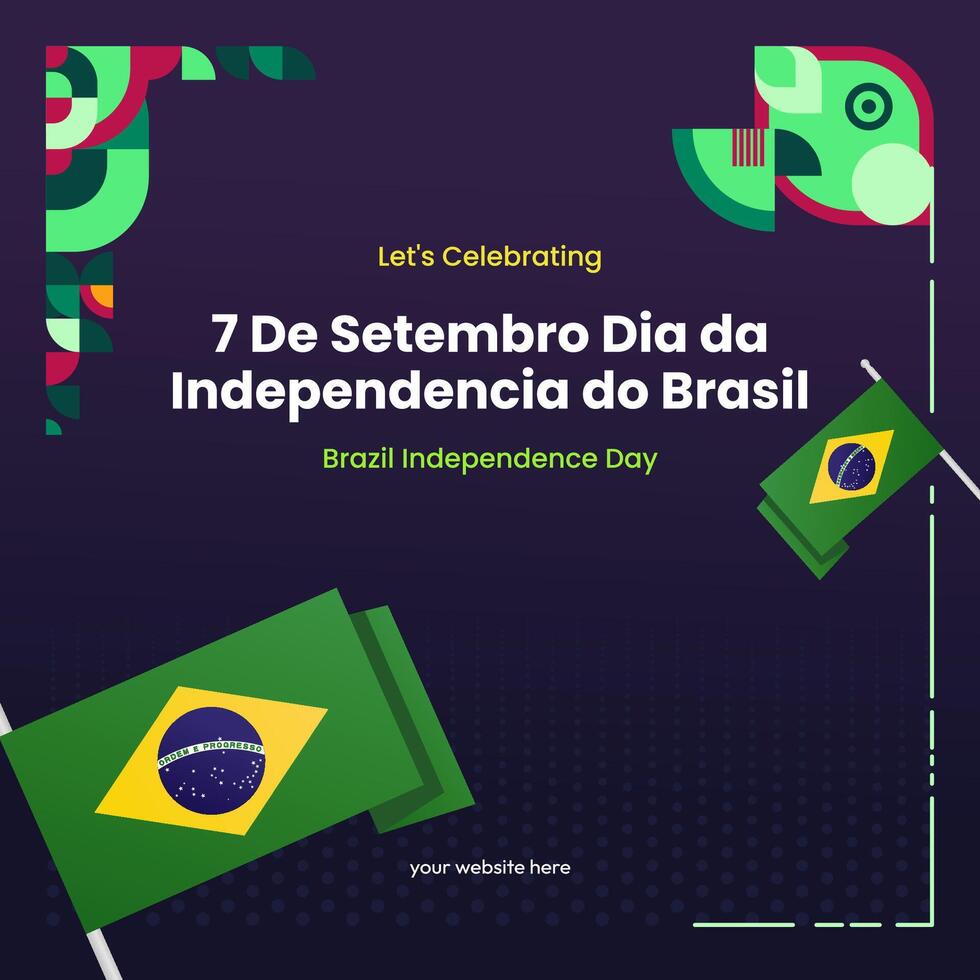 Brazilië onafhankelijkheid dag banier in kleurrijk modern meetkundig stijl. nationaal onafhankelijkheid dag groet kaart plein banier met typografie. vector illustratie voor nationaal vakantie viering partij