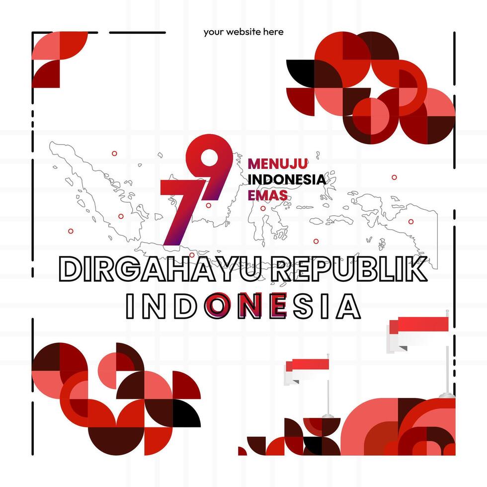 gelukkig Indonesisch onafhankelijkheid dag achtergrond in meetkundig stijl. gelukkig Indonesië nationaal dag Hoes met typografie. vector illustratie. geschikt voor groet kaarten, advertenties banier en partij uitnodigingen