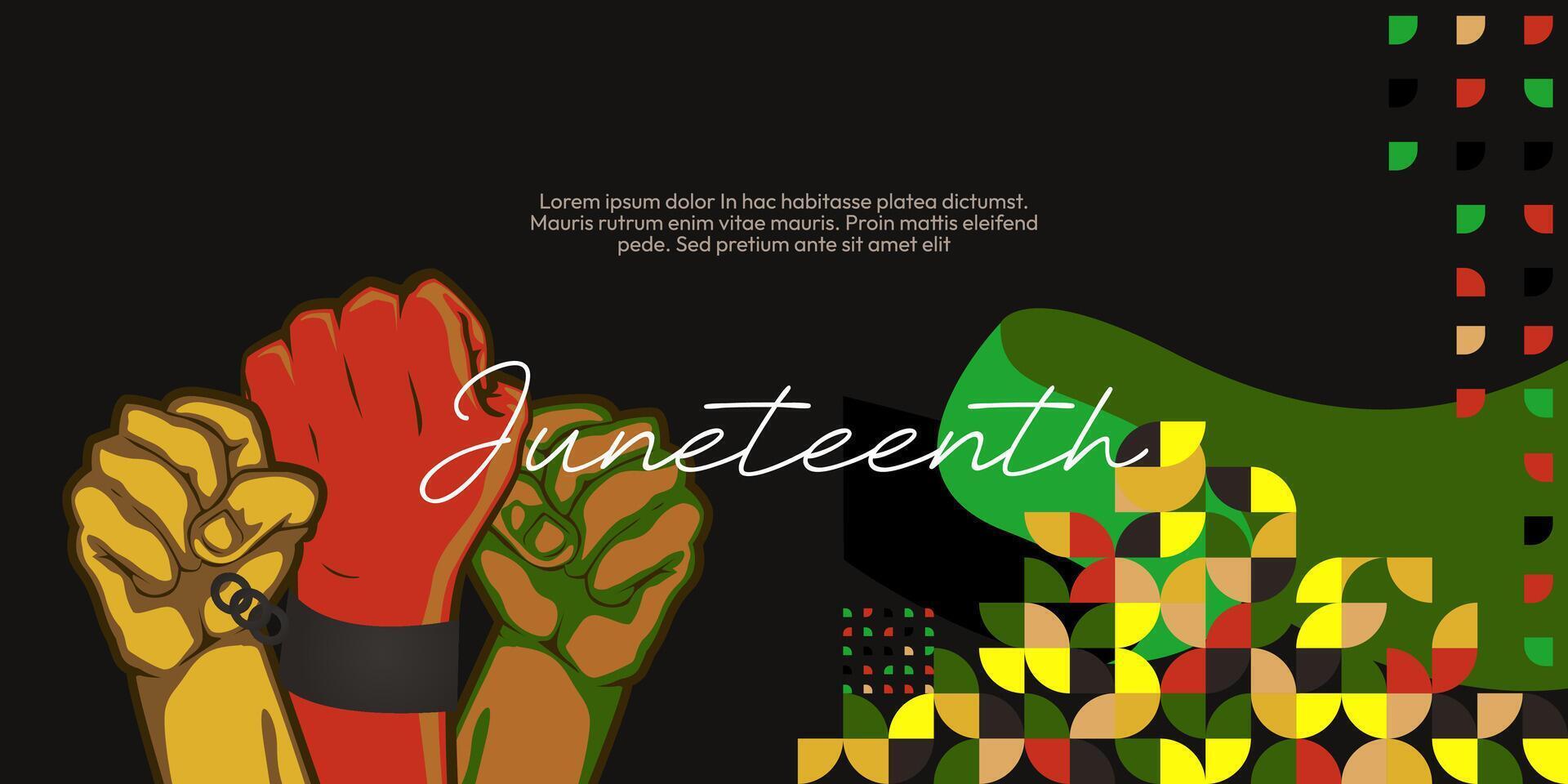 juneteenth vrijheid dag spandoek. Afrikaanse Amerikaans vrijheid dag naar vieren. abstract achtergrond met meetkundig ontwerp voor juneteenth vrijheid dag vector