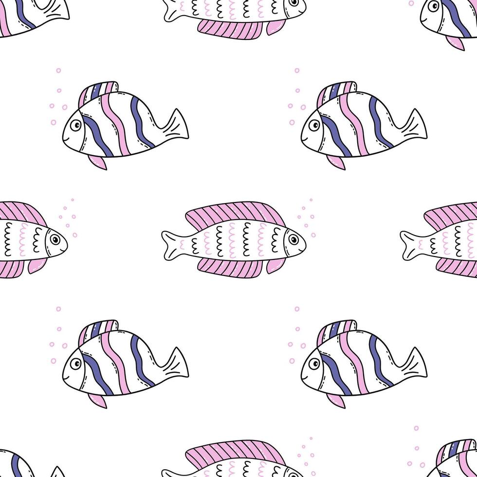 naadloos patroon met zwemmen vis. vector tekening afdrukken