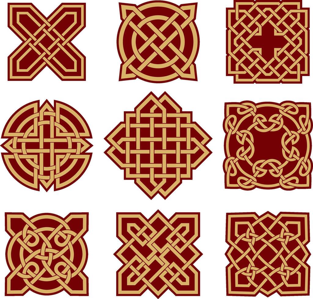 vector reeks van rood en zwart keltisch knopen. ornament van oude Europese volkeren. de teken en symbool van de Iers, Schotten, Britten, franken
