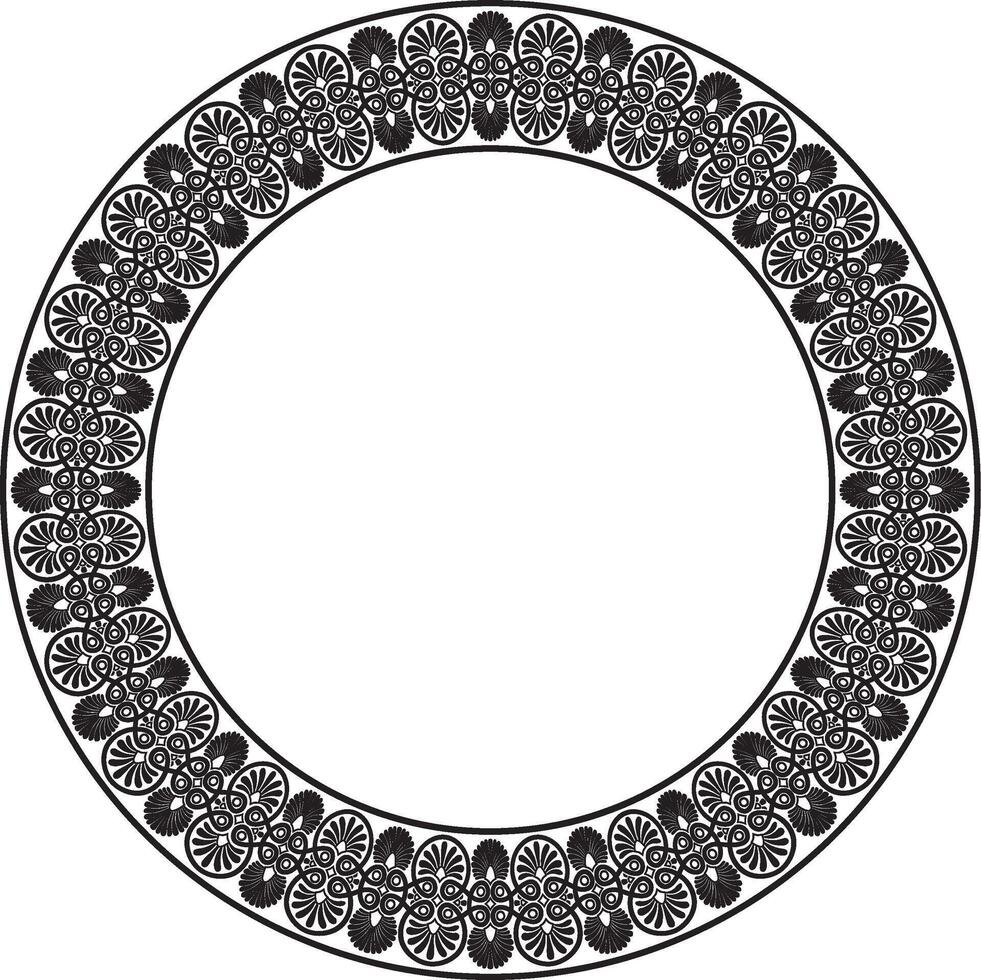 vector zwart monochroom ronde ornament ring van oude Griekenland. klassiek patroon kader grens Romeins rijk.