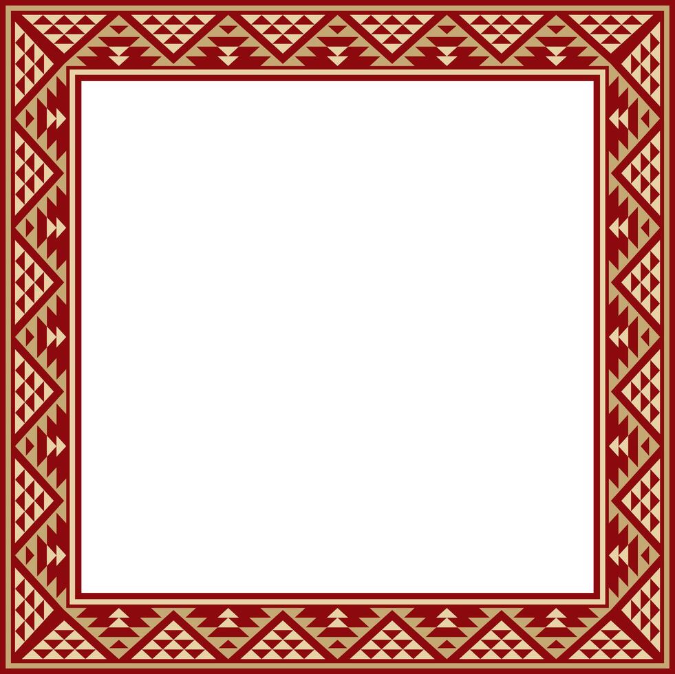 vector goud met rood plein nationaal Indisch patronen. nationaal etnisch ornamenten, grenzen, kozijnen. gekleurde decoraties van de volkeren van zuiden Amerika, Maya, inca, azteken