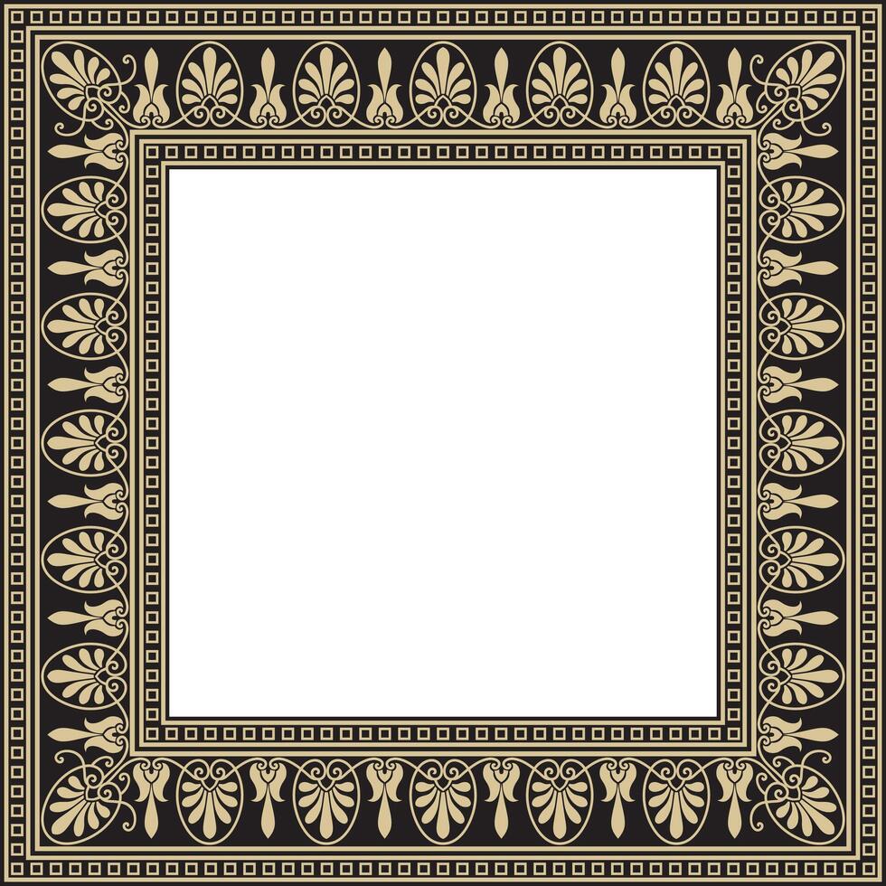 vector goud en zwart plein klassiek Grieks ornament. Europese ornament. grens, kader oude Griekenland, Romeins rijk.