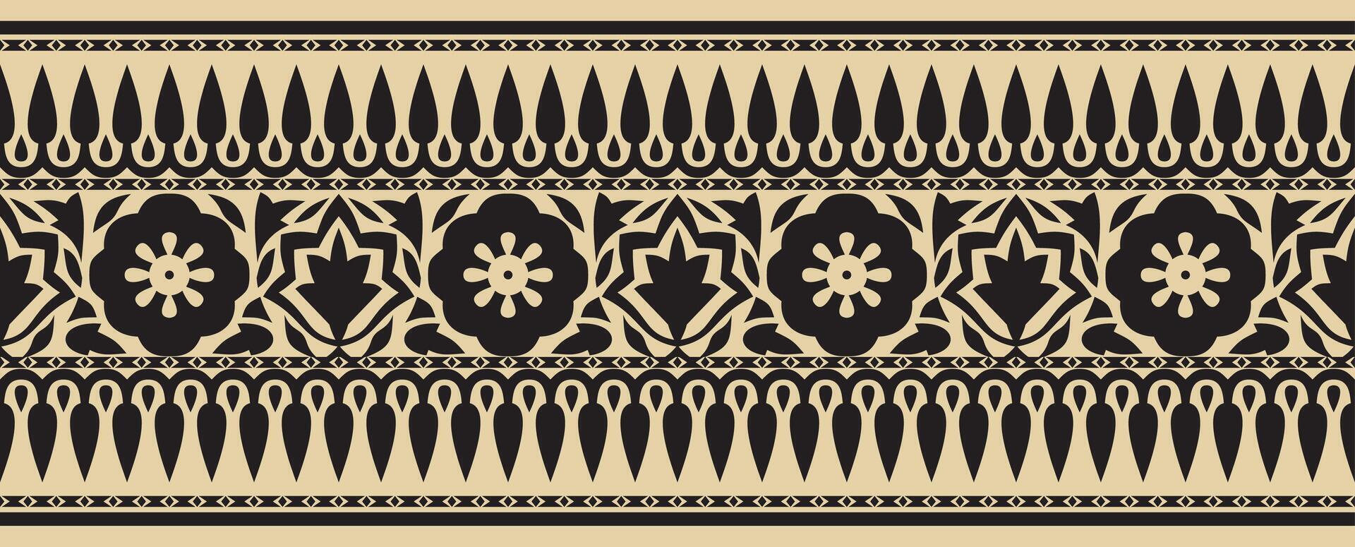 vector naadloos nationaal Indisch ornament. gouden met zwart eindeloos grens, kader