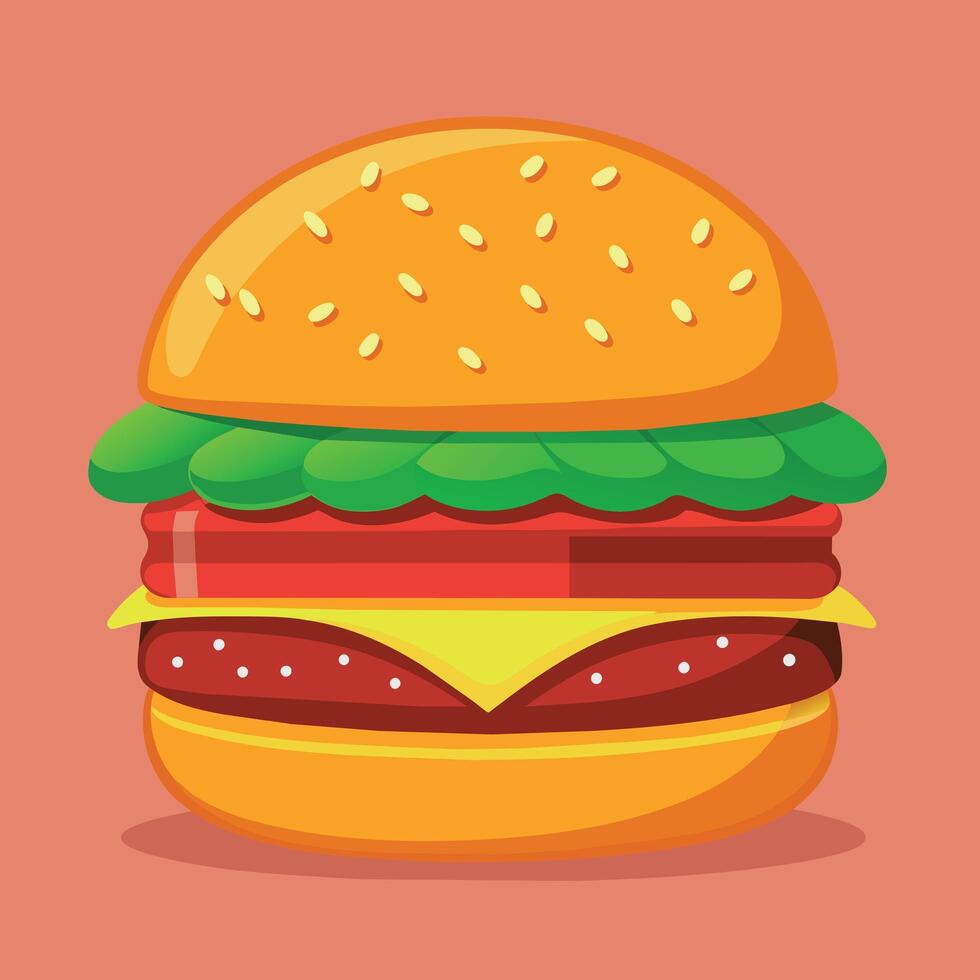 verrukkelijk tekenfilm vector artwork van een cheeseburger. tekenfilm icoon van een hamburger met kaas.