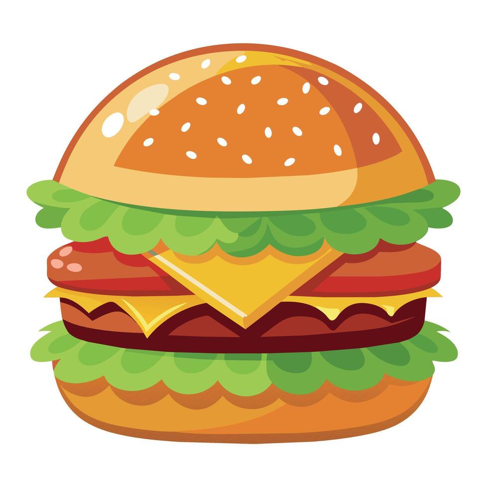 verrukkelijk tekenfilm vector artwork van een cheeseburger. tekenfilm icoon van een hamburger met kaas.