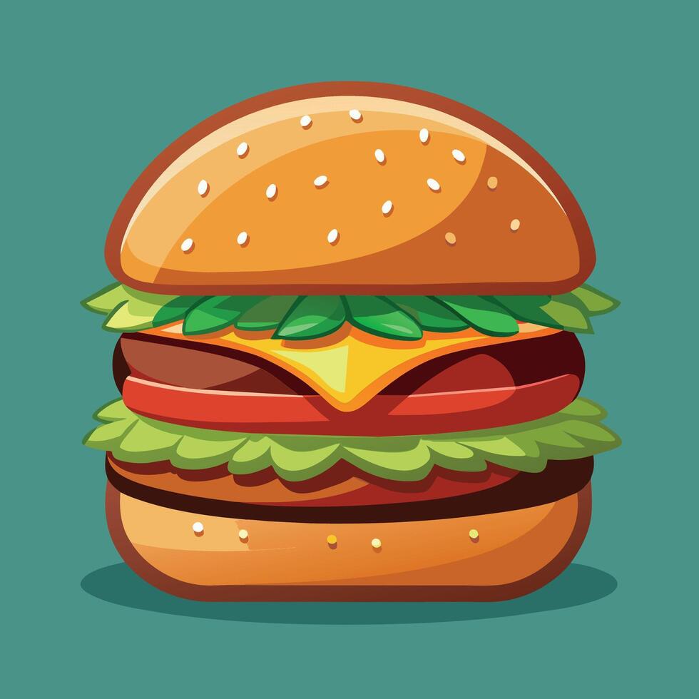 verrukkelijk tekenfilm vector artwork van een cheeseburger. tekenfilm icoon van een hamburger met kaas.