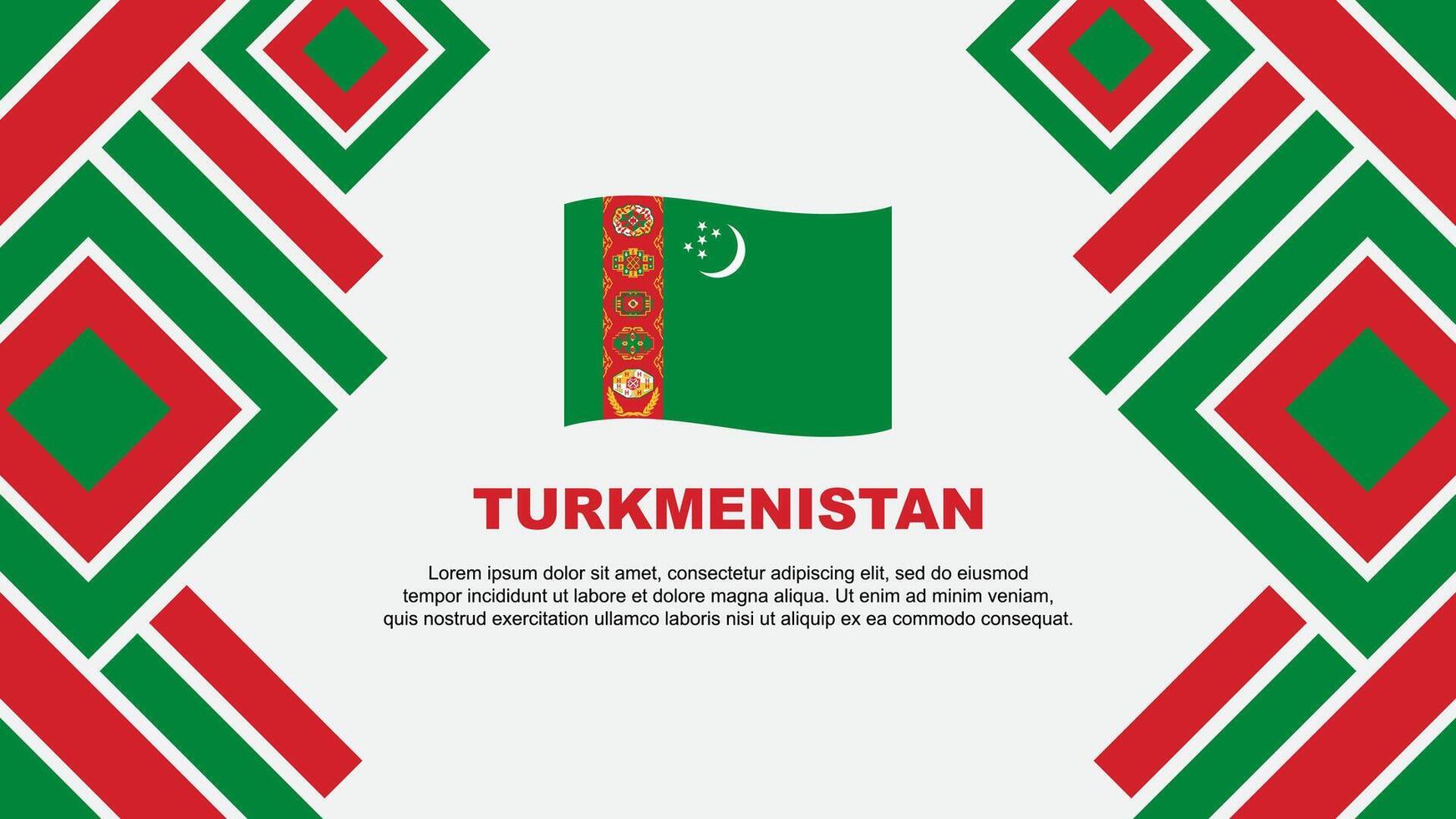 turkmenistan vlag abstract achtergrond ontwerp sjabloon. turkmenistan onafhankelijkheid dag banier behang vector illustratie. turkmenistan