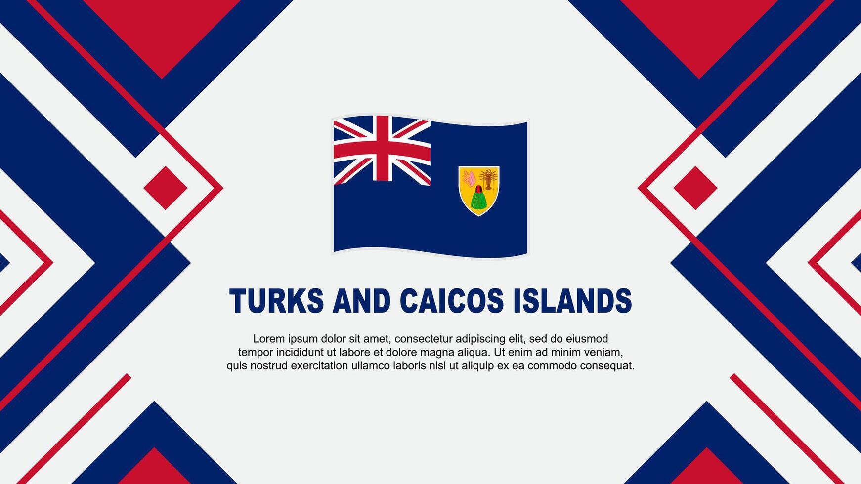 turken en caicos eilanden vlag abstract achtergrond ontwerp sjabloon. turken en caicos eilanden onafhankelijkheid dag banier behang vector illustratie. illustratie