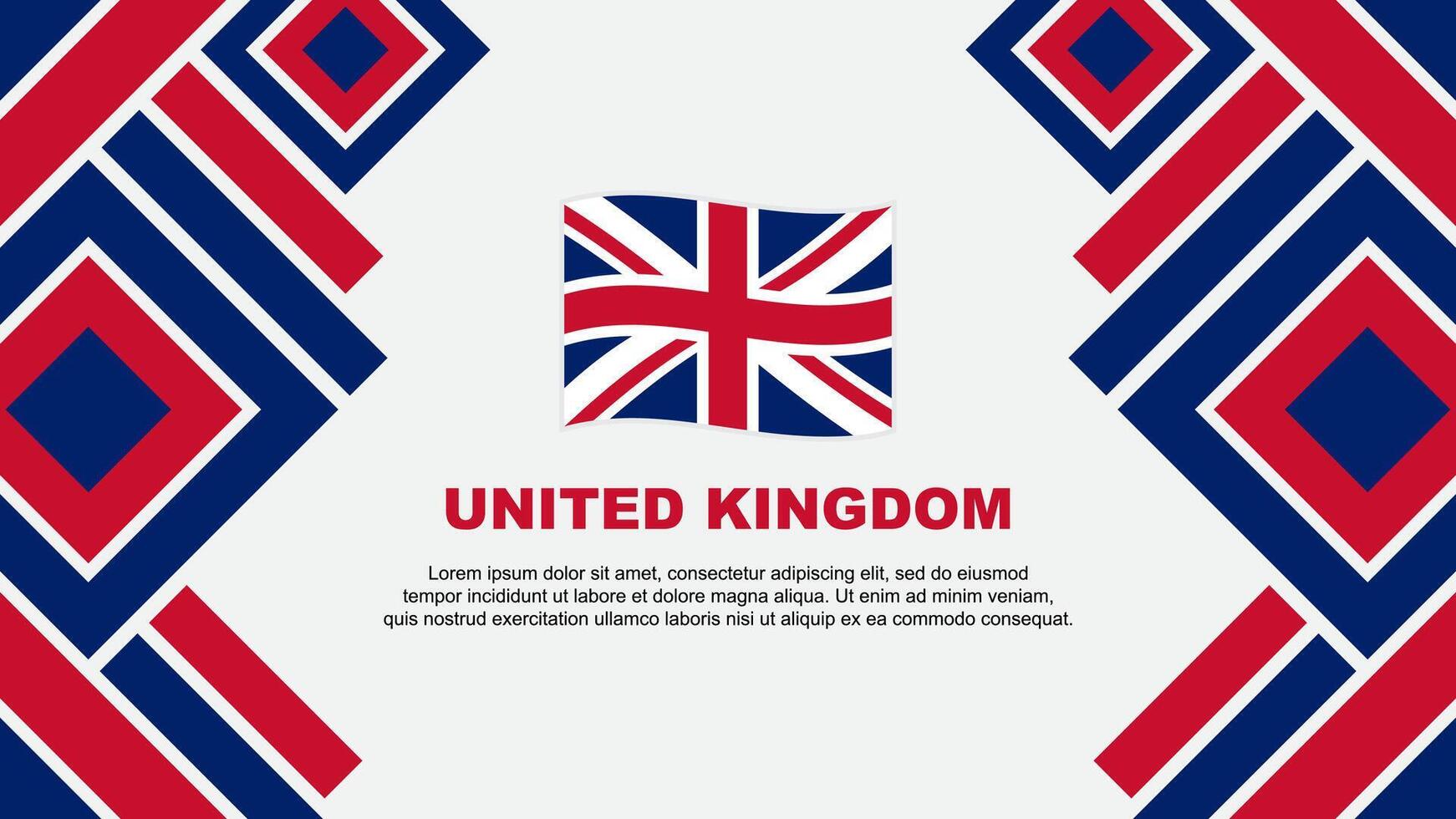 Verenigde koninkrijk vlag abstract achtergrond ontwerp sjabloon. Verenigde koninkrijk onafhankelijkheid dag banier behang vector illustratie. Verenigde koninkrijk