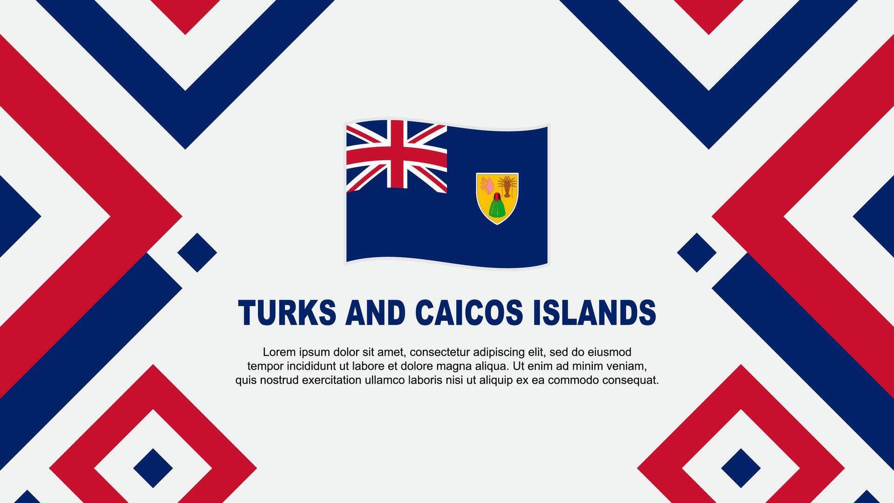 turken en caicos eilanden vlag abstract achtergrond ontwerp sjabloon. turken en caicos eilanden onafhankelijkheid dag banier behang vector illustratie. sjabloon