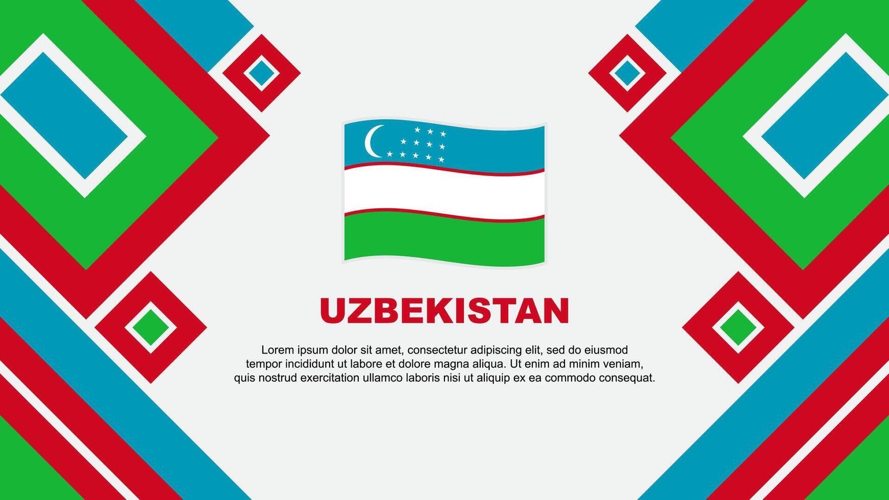 Oezbekistan vlag abstract achtergrond ontwerp sjabloon. Oezbekistan onafhankelijkheid dag banier behang vector illustratie. Oezbekistan tekenfilm