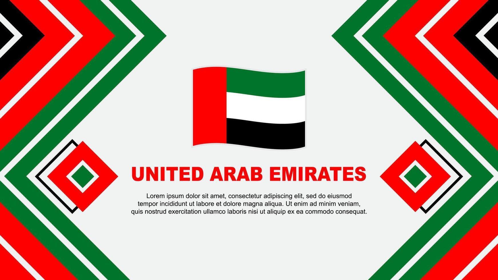 Verenigde Arabisch emiraten vlag abstract achtergrond ontwerp sjabloon. Verenigde Arabisch emiraten onafhankelijkheid dag banier behang vector illustratie. ontwerp