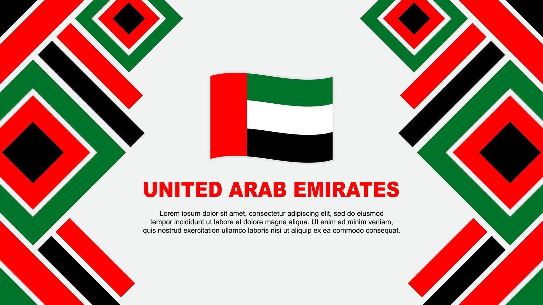 Verenigde Arabisch emiraten vlag abstract achtergrond ontwerp sjabloon. Verenigde Arabisch emiraten onafhankelijkheid dag banier behang vector illustratie