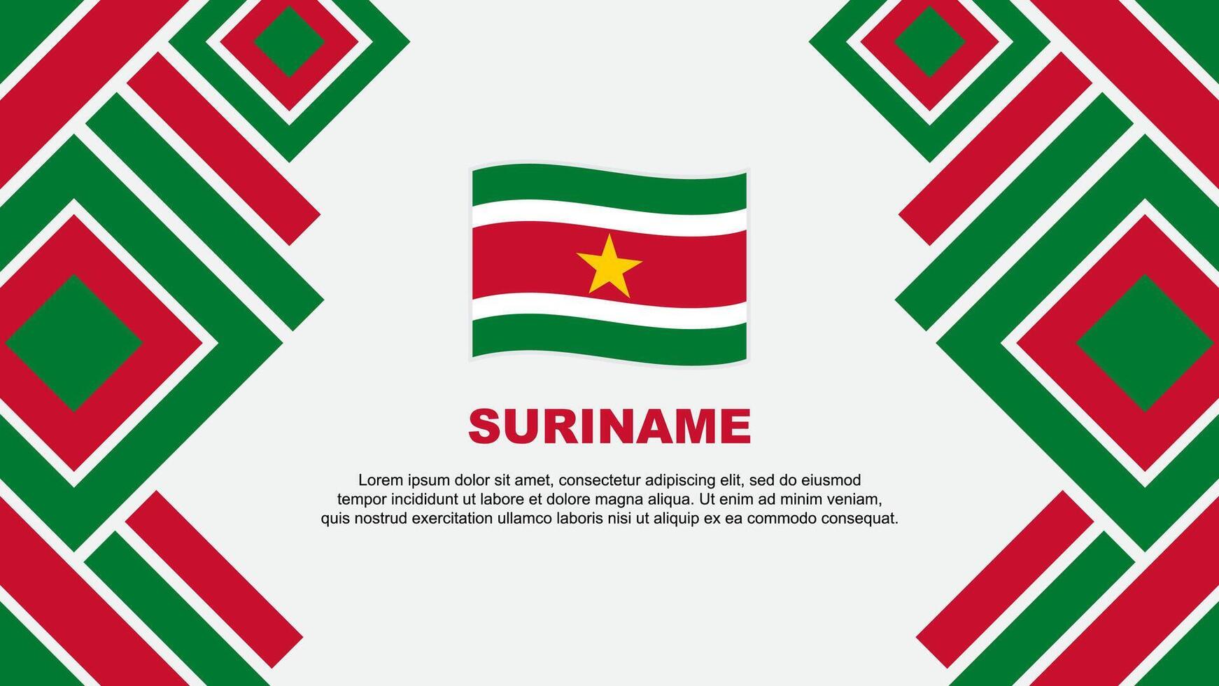Suriname vlag abstract achtergrond ontwerp sjabloon. Suriname onafhankelijkheid dag banier behang vector illustratie. Suriname
