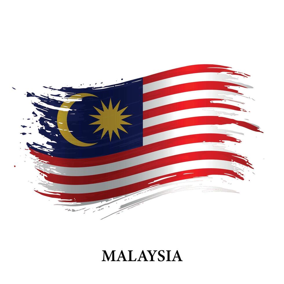 grunge vlag van Maleisië, borstel beroerte achtergrond vector