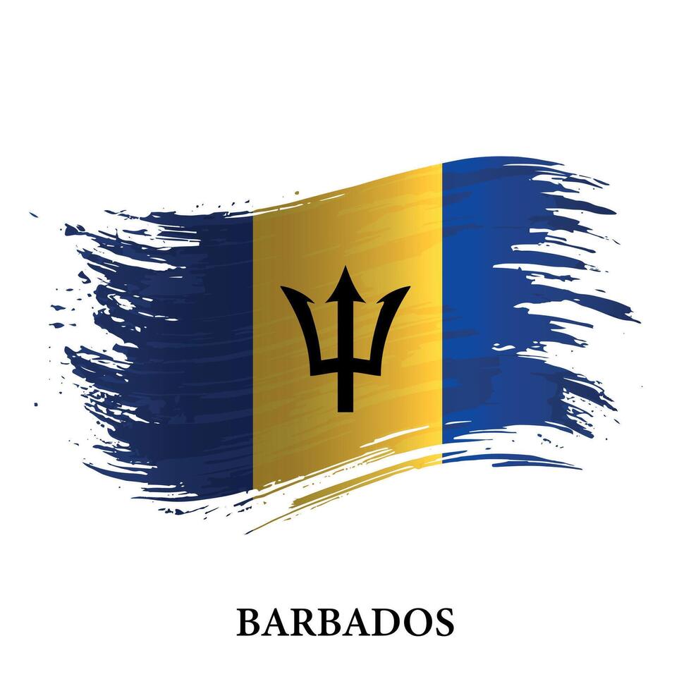 grunge vlag van Barbados, borstel beroerte vector