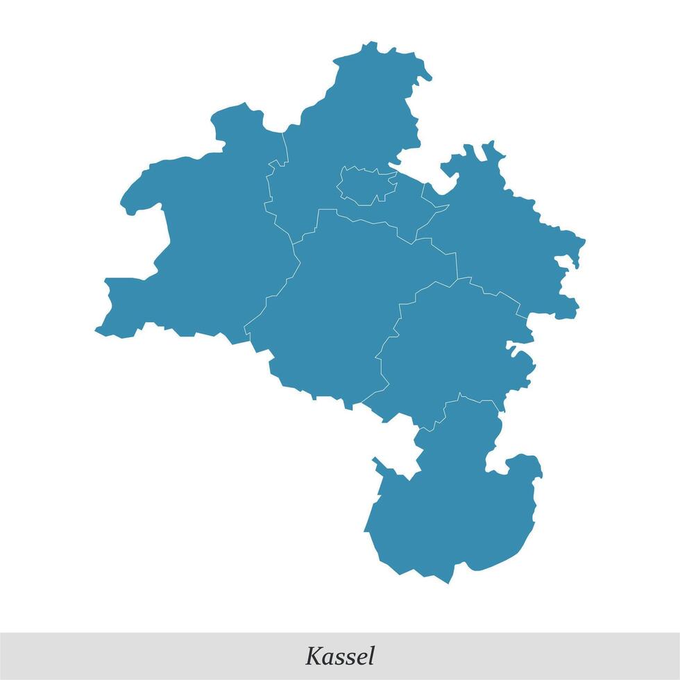 kaart van kassel is een regio in hesse staat van Duitsland vector