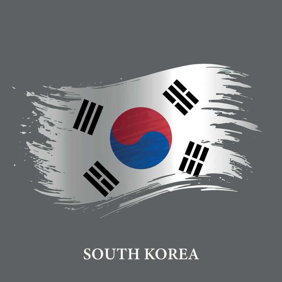 grunge vlag van zuiden Korea, borstel beroerte achtergrond vector